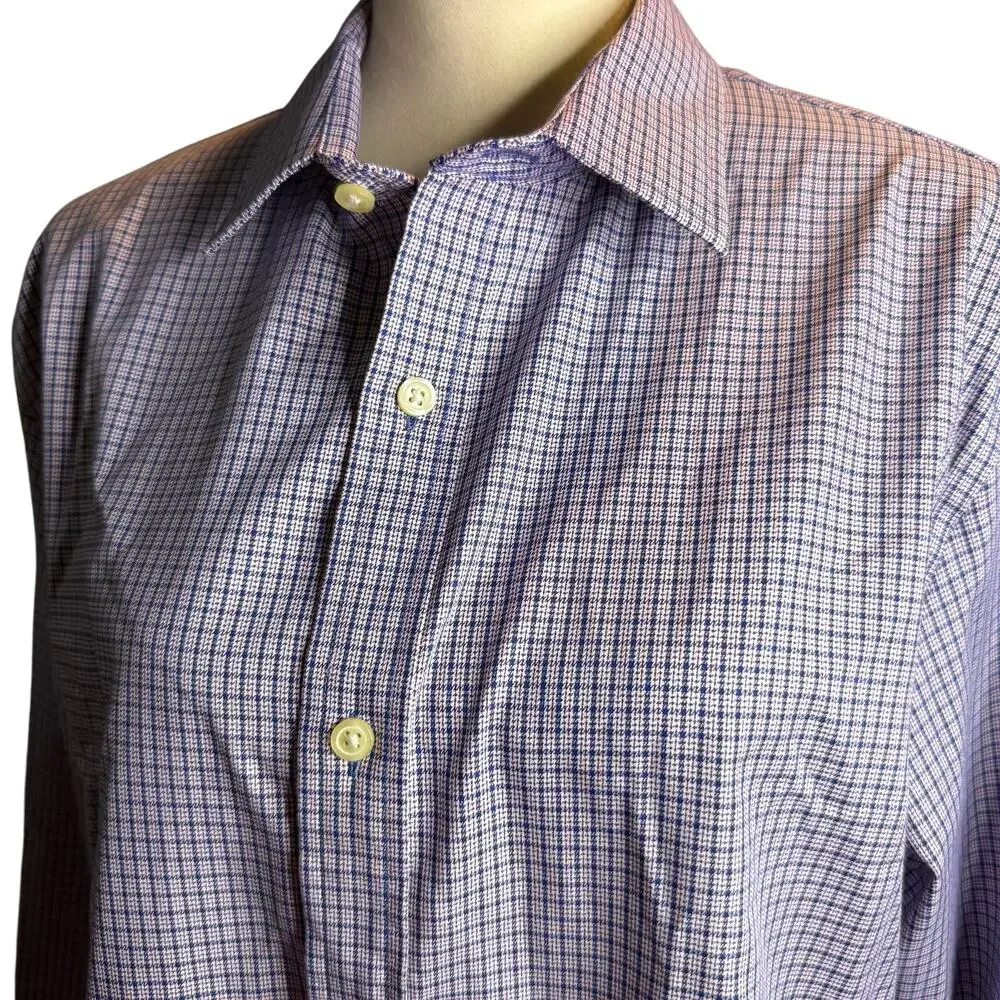 Banana Republic Non-Iron Tailored Slim Fit Dress Shirt, Micro Check, Men's Large